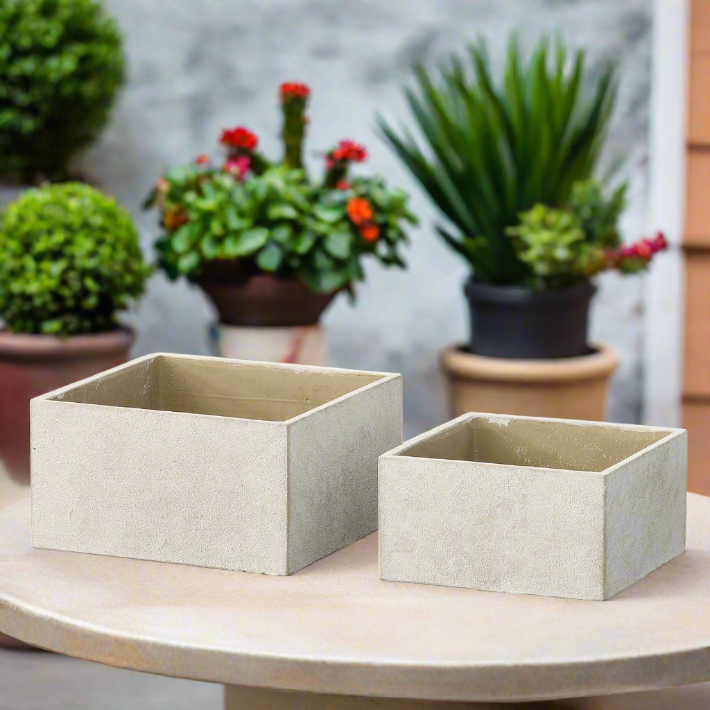 Calvian Terracotta Square Planter Set (Set of 2)