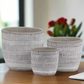 Nadric Embossed Ceramic Pot Set (Set of 3)