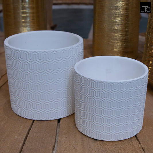 Ceramic Pot Matte Finish White-5"H -87