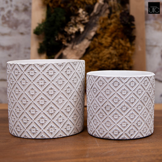 Ceramic Pot Concrete Finish-5.00"H