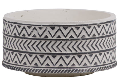 Ceramic Pot Washed Finish Black, White-4.5"H