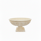 An off-white stone pedestal planter bowl with a textured, embossed floral pattern, shown against a plain white background.