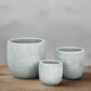 Lazare Etched Lattice Cement Pot Set (Set of 3)