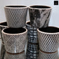 Terracotta Pot Gloss Finish Black, White-4.75"H -317