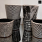 Terracotta Pot Gloss Finish Black, White-4.75"H -317