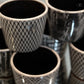 Terracotta Pot Gloss Finish Black, White-4.75"H -317