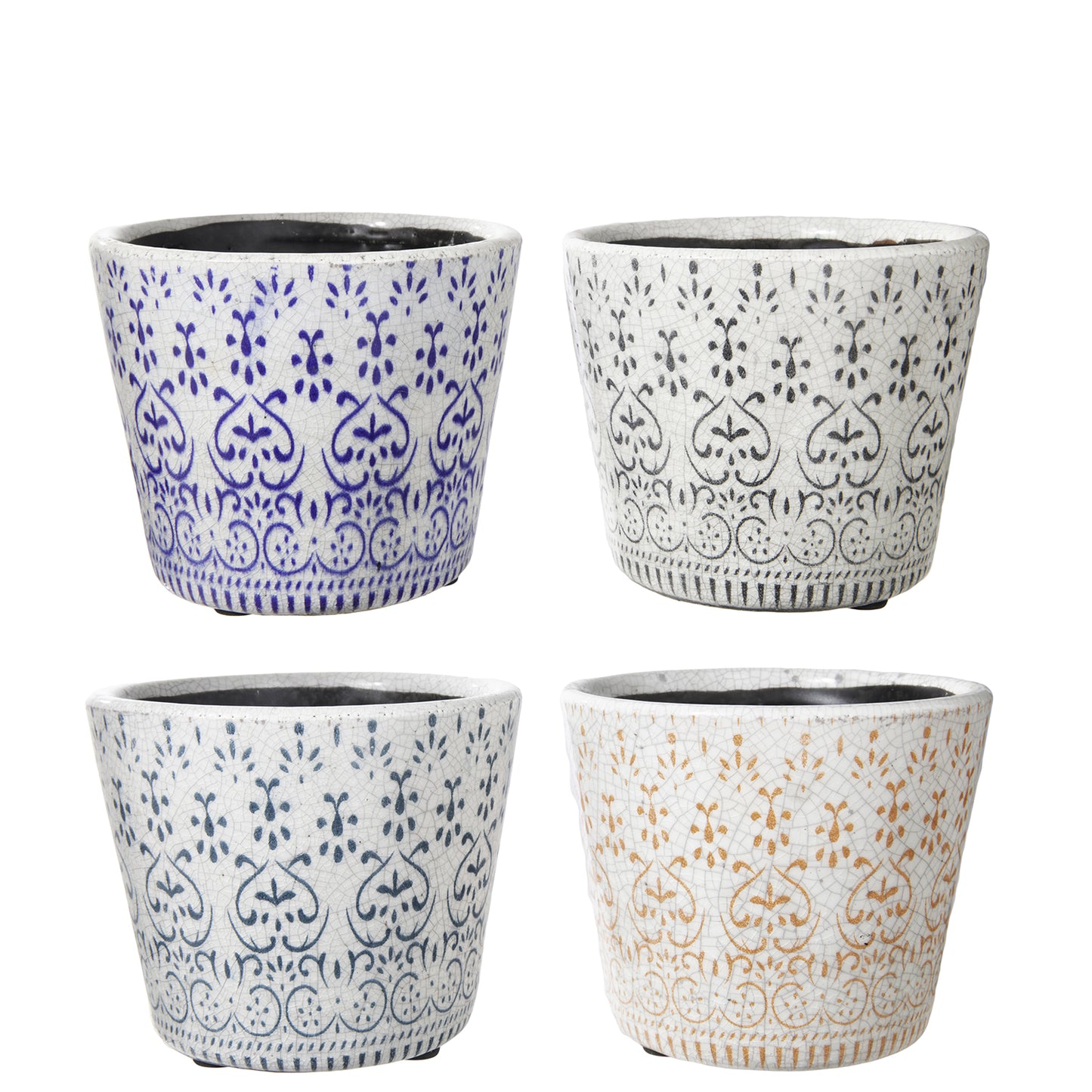 Callista Handcrafted Ceramic Round Planter Set (Set of Four)
