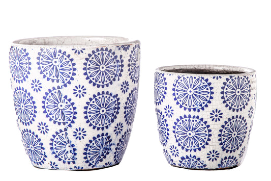 Ceramic Round Pot Gloss Finish Blue-6.25"H -131