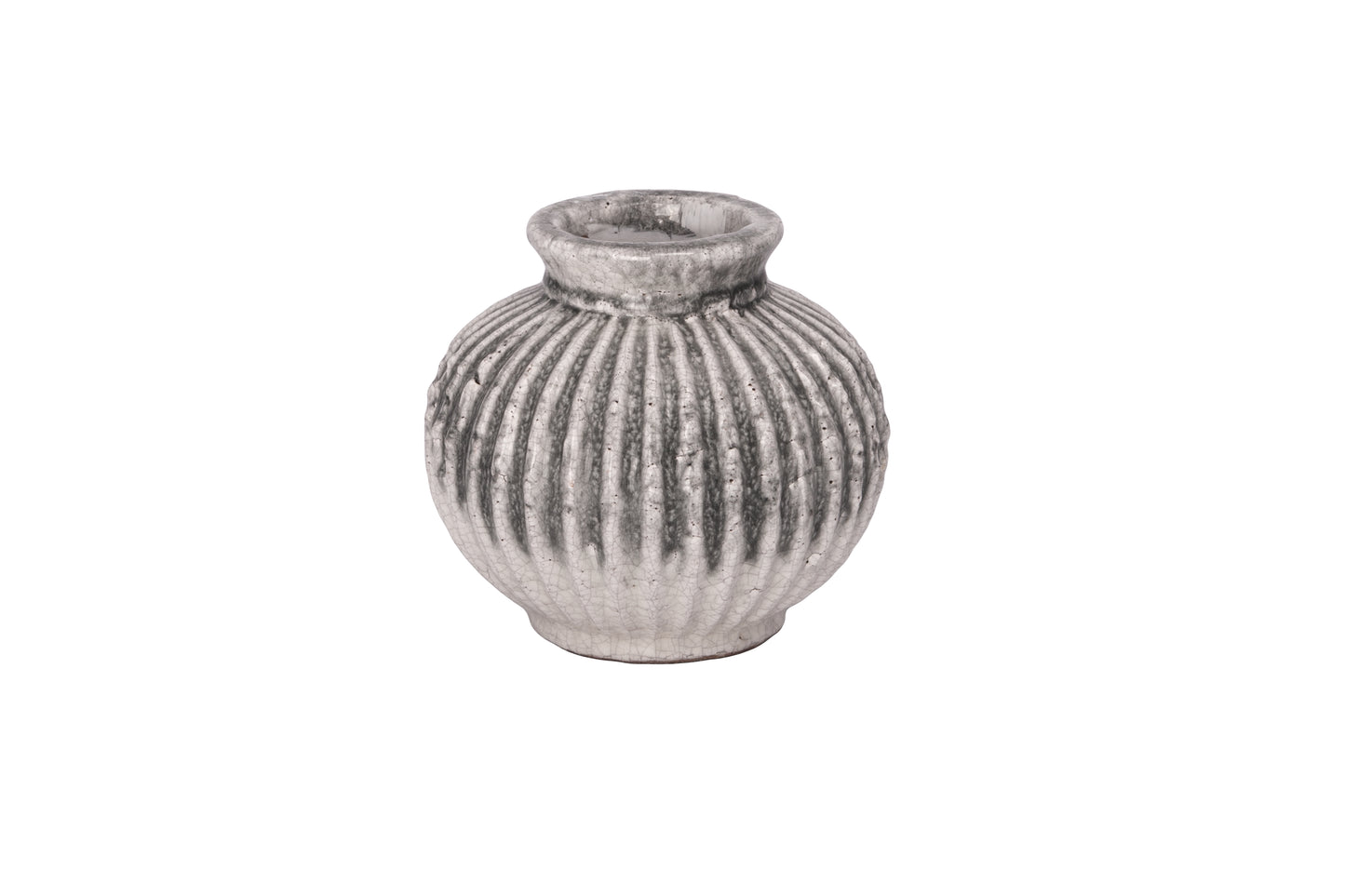 Terracotta Pot Grey White..7.75"H