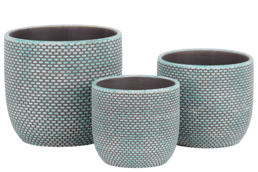 Terracotta Planter Painted Finish Turquoise-6.25"H -314