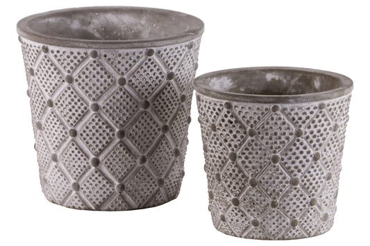 Cement Pot Washed Concrete Finish Gray-6.75"H -21