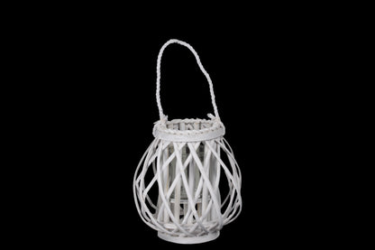 Wooden Tall Round Bellied Lantern Coated Finish