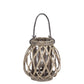 Wooden Tall Round Bellied Lantern Coated Finish