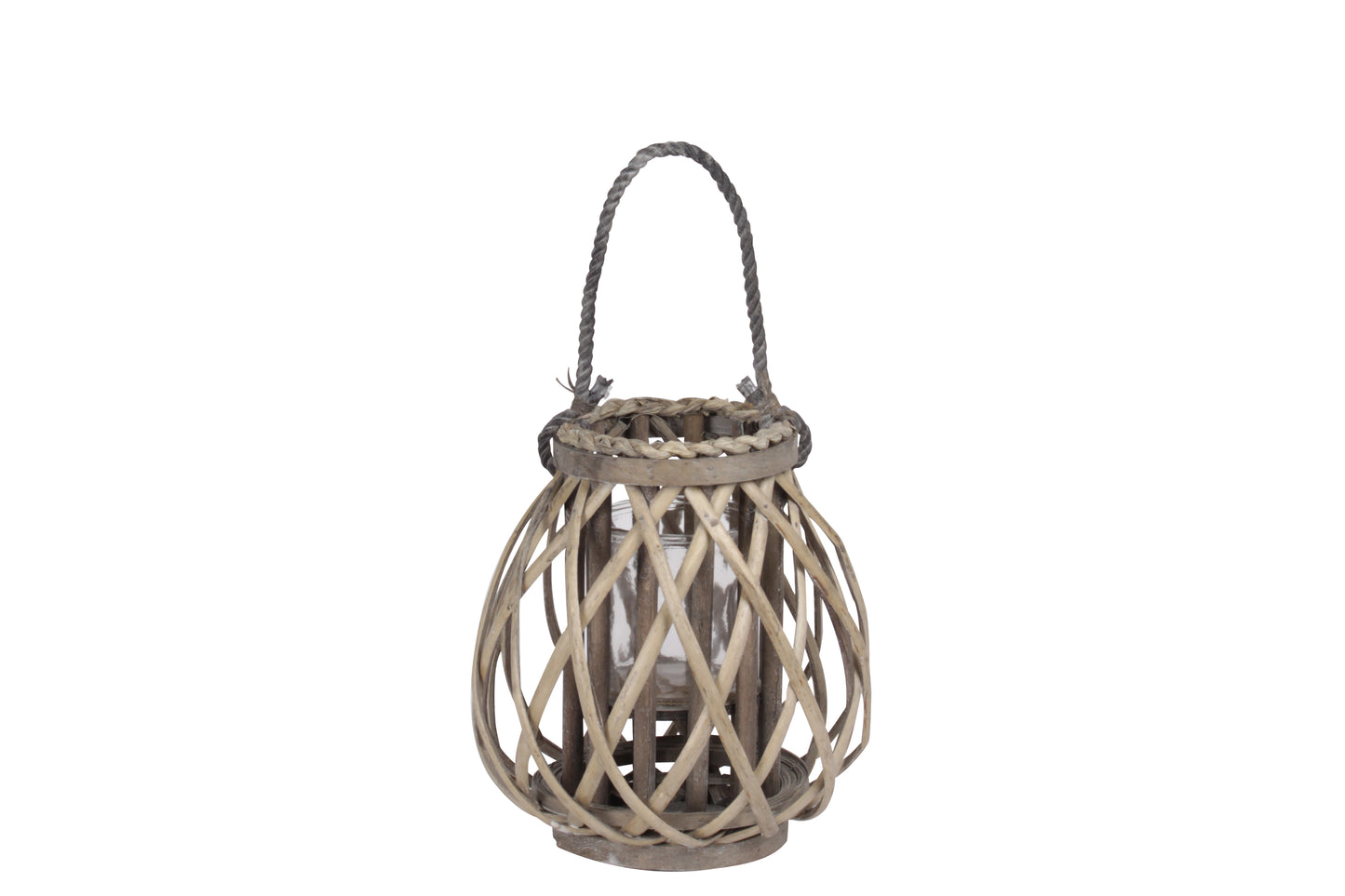 Wooden Tall Round Bellied Lantern Coated Finish