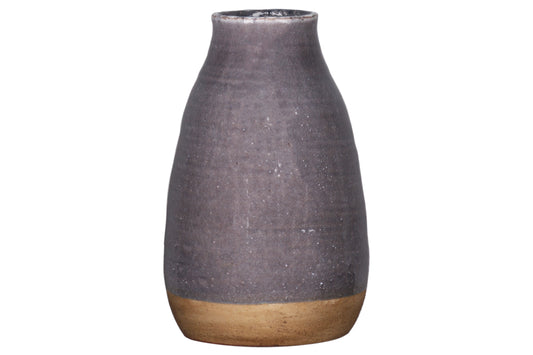 Ceramic Round Vase Gloss Finish Dark Gray-11.50"H