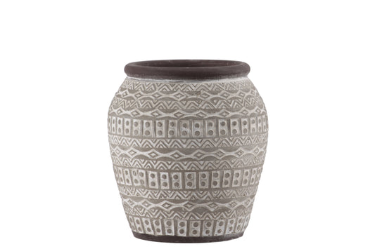 Terracotta Round Vase Painted Finish