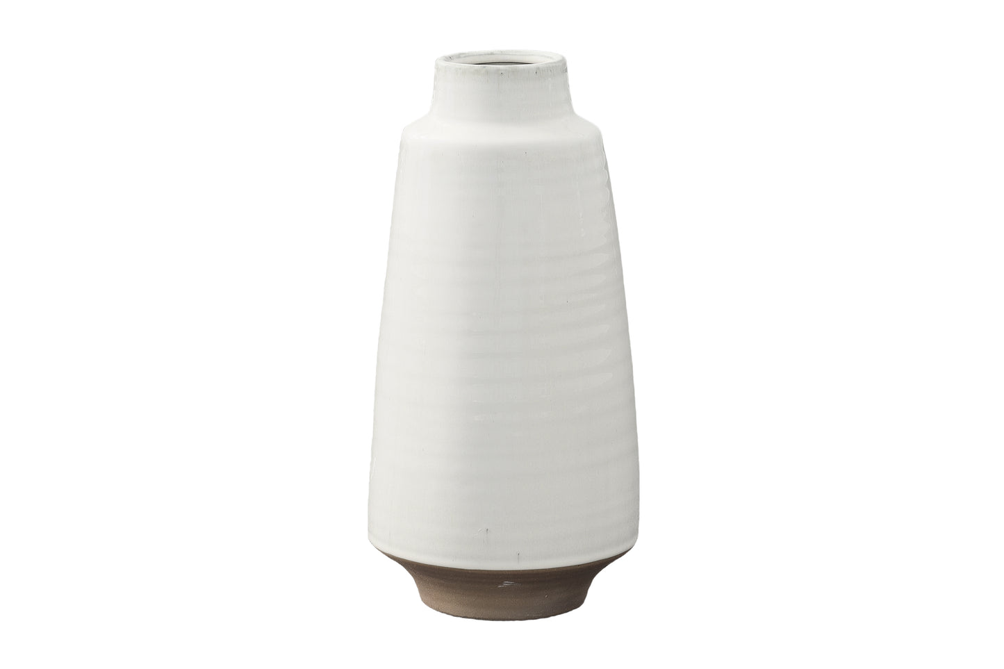 Ceramic Round Vase LG Shiny Finish White-14.25"H