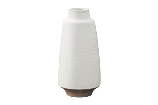 Ceramic Round Vase LG Shiny Finish White-14.25"H