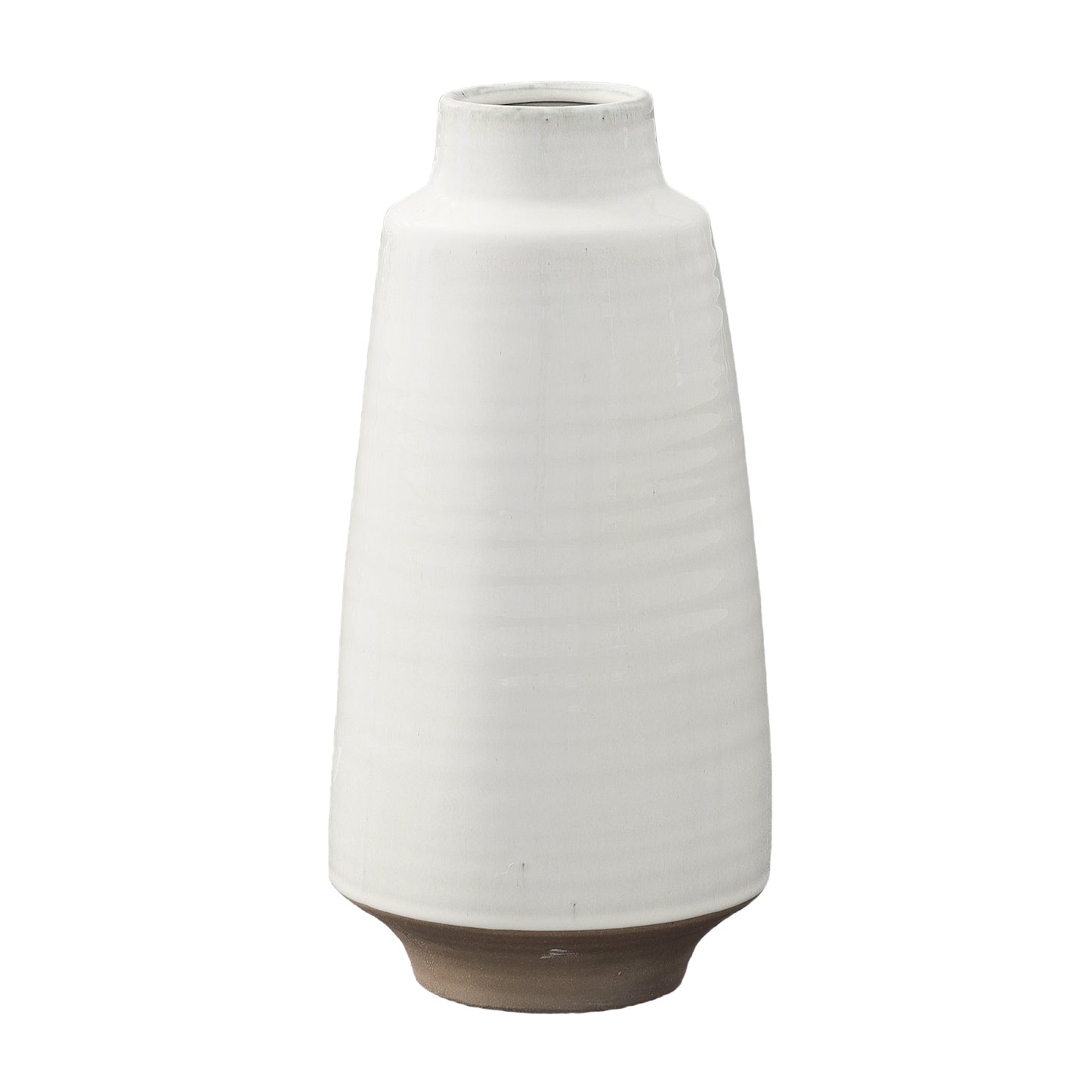 Tempany Ceramic Ribbed Round Vase with Tapered Bottom