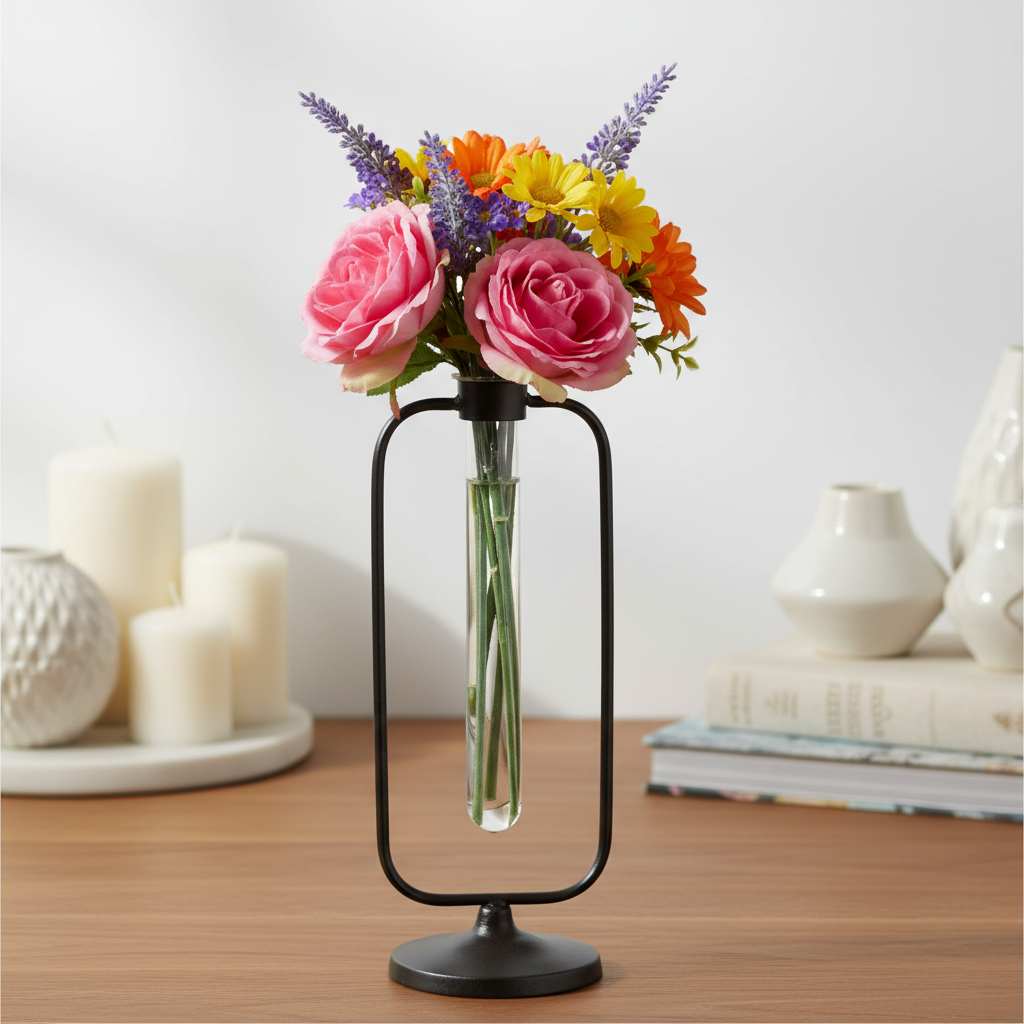 Sabrina Metal Hanging Bud Vase with Glass Test Tube