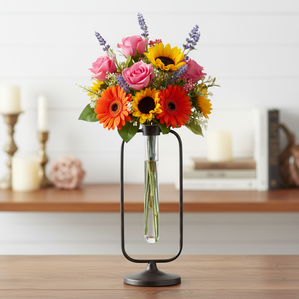 Sabrina Metal Hanging Bud Vase with Glass Test Tube