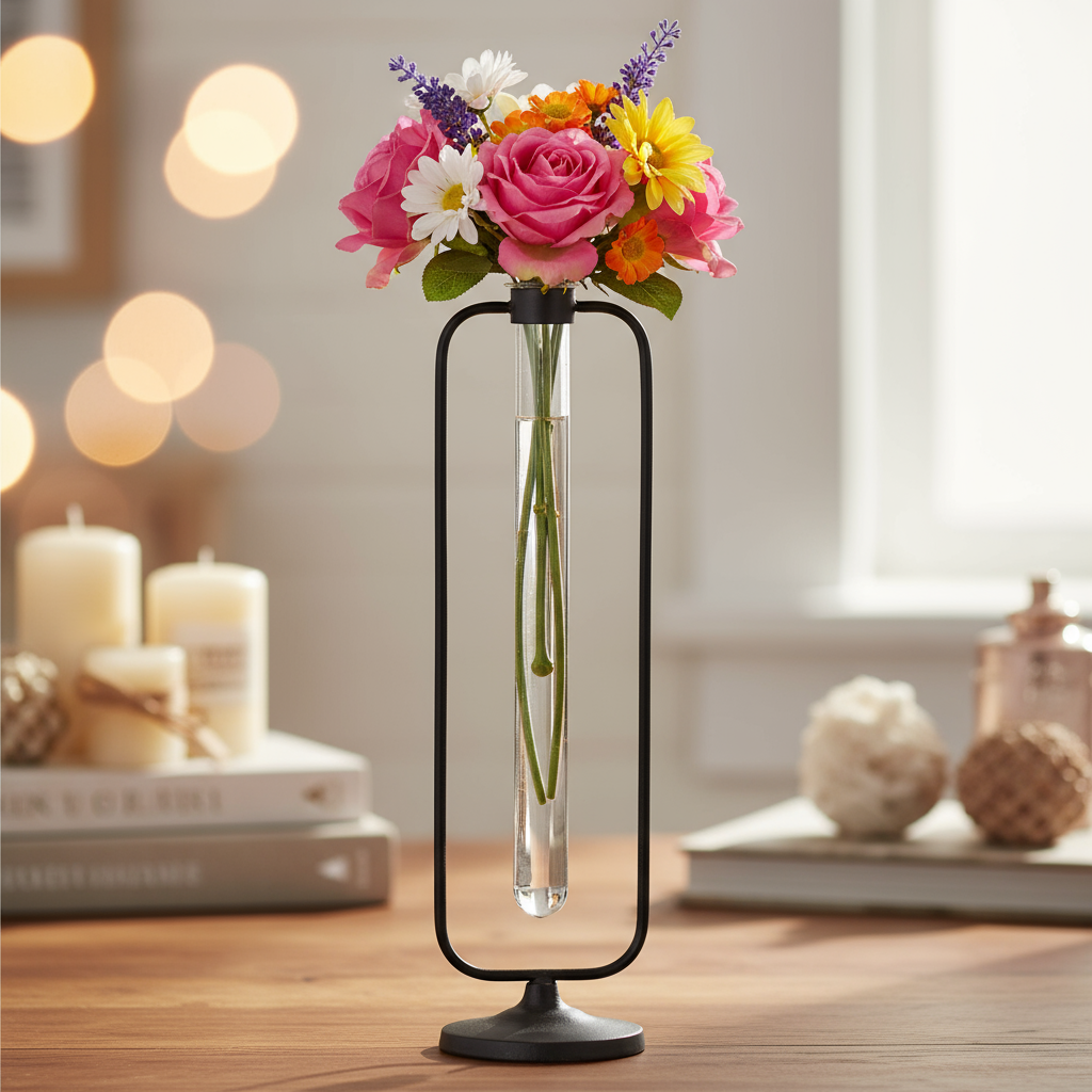 Sabrina Metal Hanging Bud Vase with Glass Test Tube