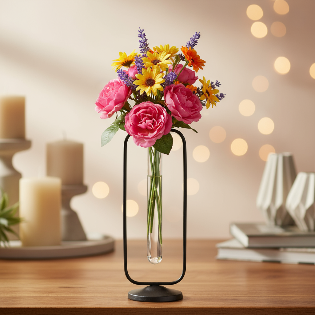 Sabrina Metal Hanging Bud Vase with Glass Test Tube