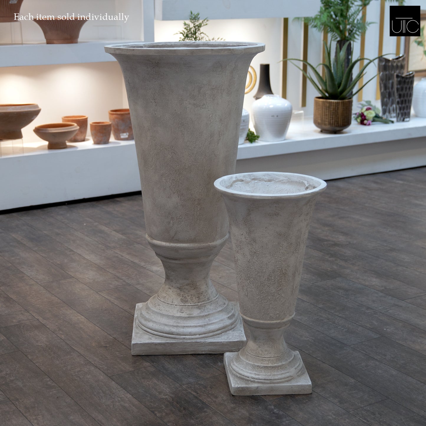 Misu Classic Fiberglass Urn Planter with Pedestal