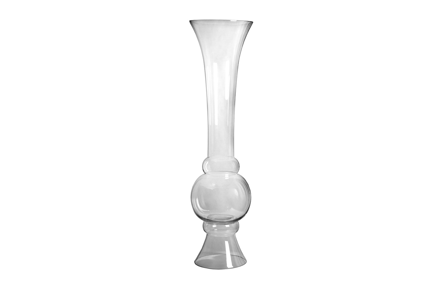 Glass Vase Double Trumpet Shape Clear Large-49.25''H-Urban Trends Collection-Urban Trends Collection