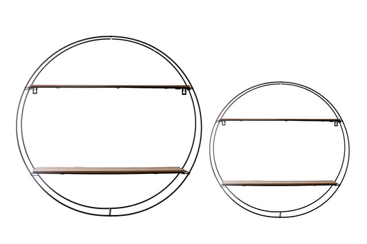 Metal Round Wall Shelf Painted Finish Black-24.00"H