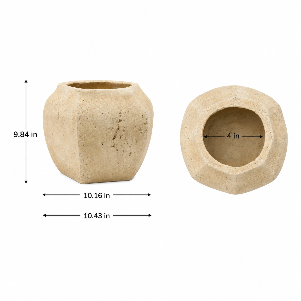 Misu Handcrafted Faceted Terracotta Planter Vase