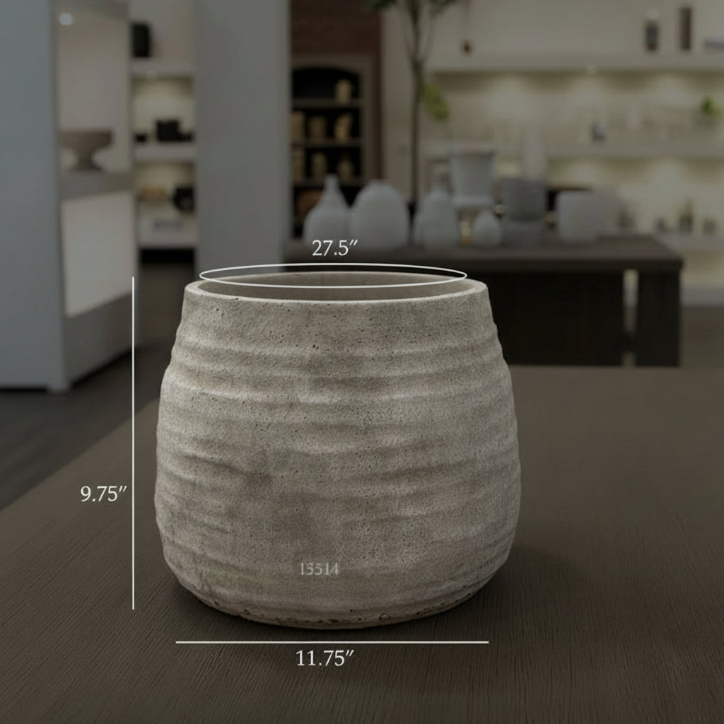 Larysa Ribbed Cement Planter