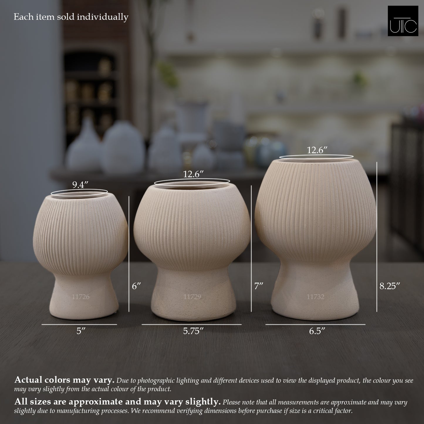 Zoryana Sculpted Stoneware Pot with Pedestal Base