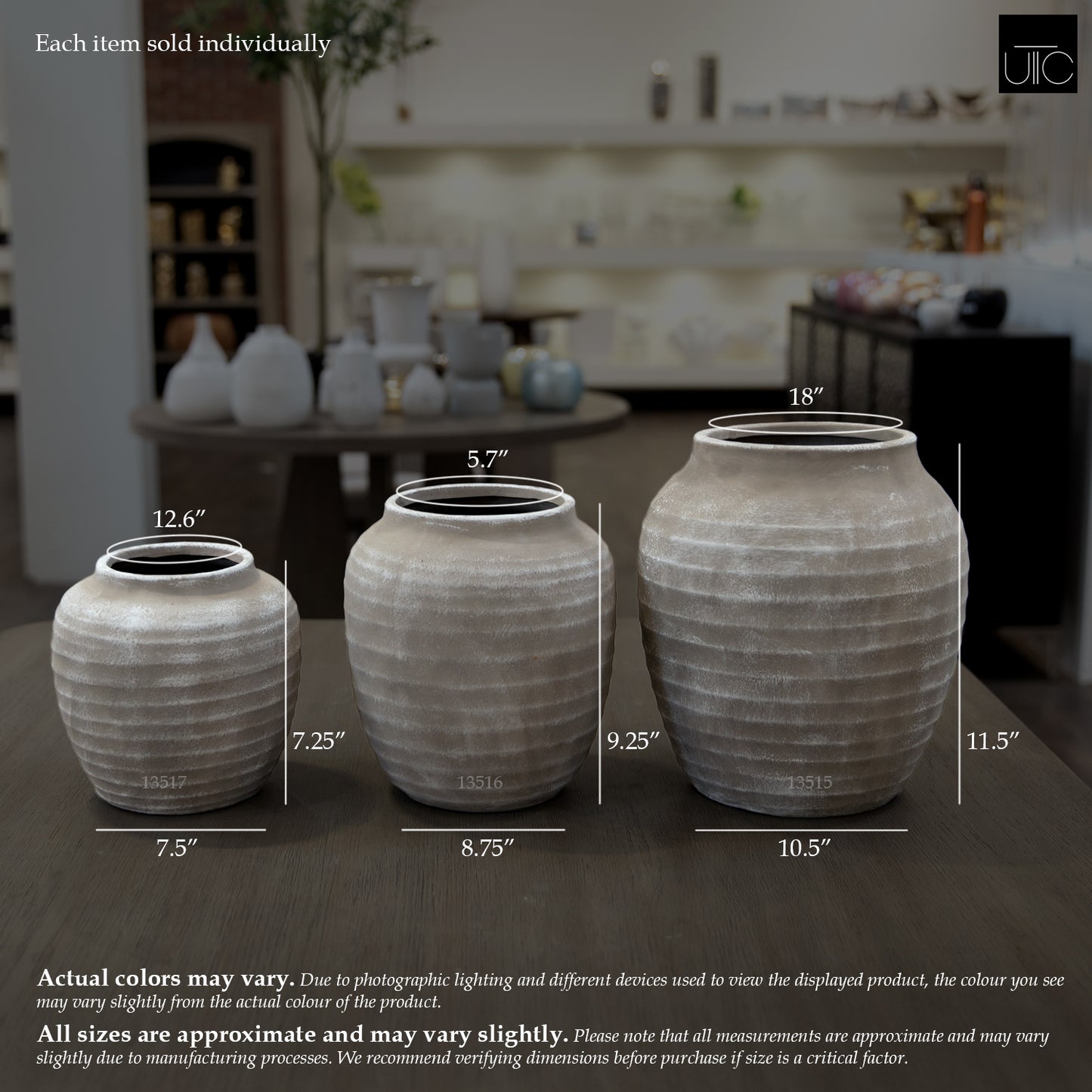 Kira Ribbed Amphora-Style Cement Planter