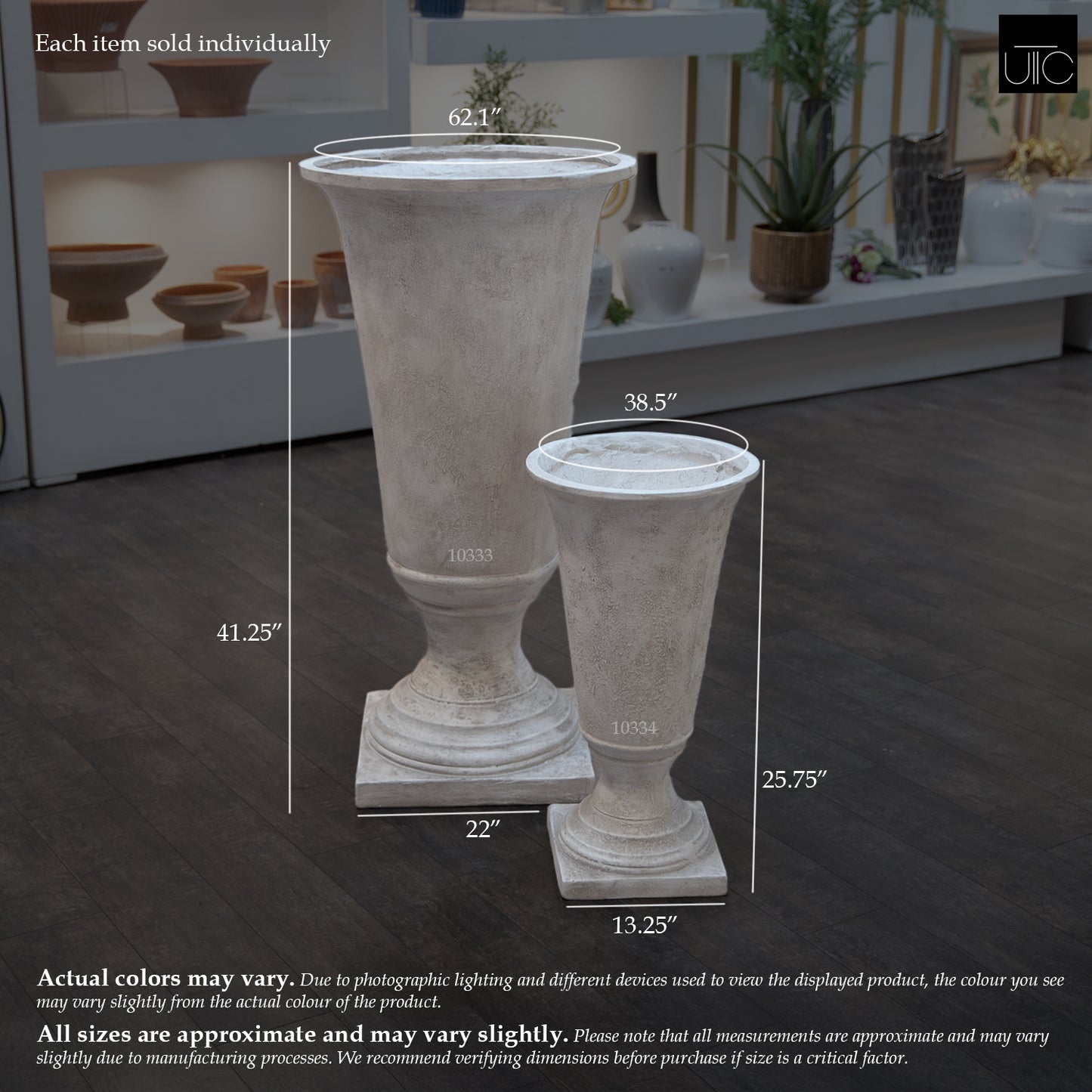 Misu Classic Fiberglass Urn Planter with Pedestal