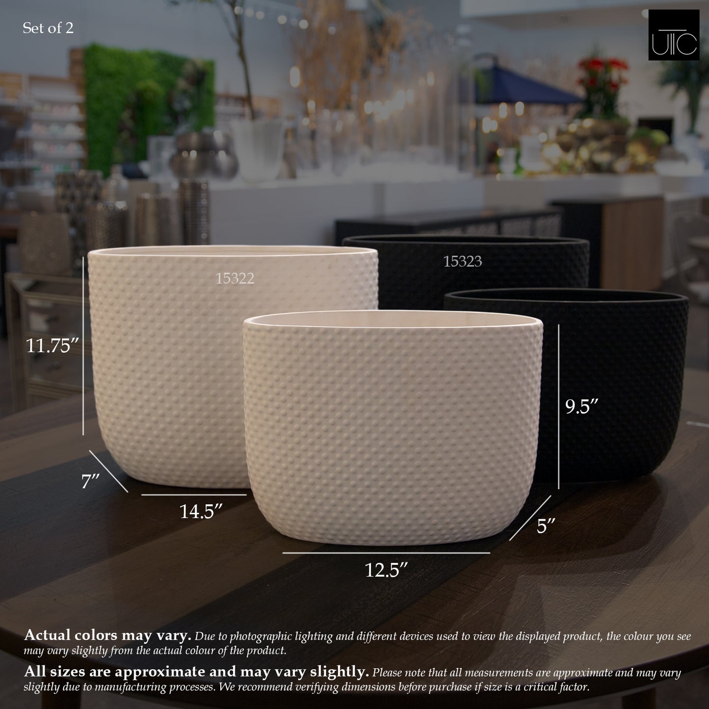 Dovara Symmetry Oval Ceramic Planter Set (Set of 2)