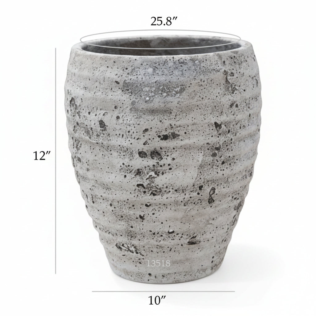 Olya Textured Barrel-Style Cement Planter