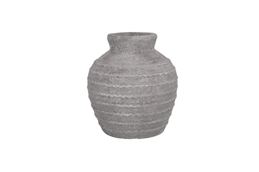 Cement Sharp Mouth Vase Gray