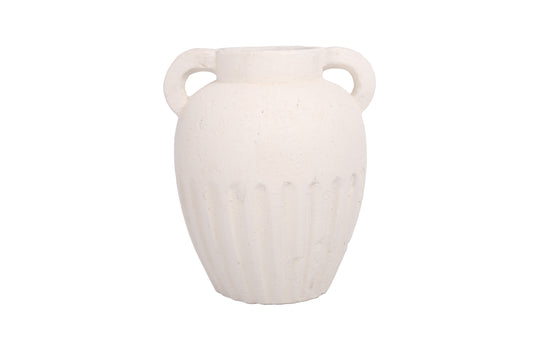 Cement Handle Vase White