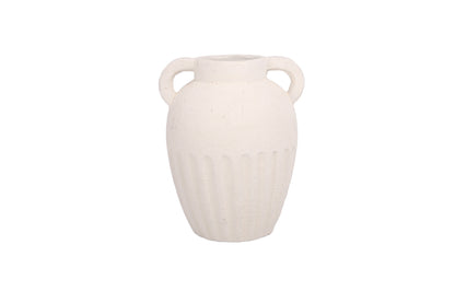 Cement Handle Vase White