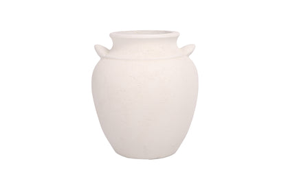 Cement Small Handle Vase White