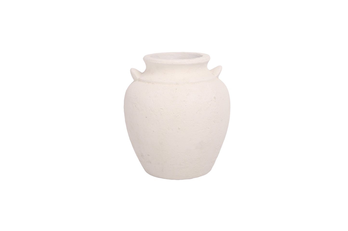 Cement Small Handle Vase White