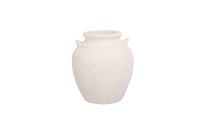 Cement Small Handle Vase White
