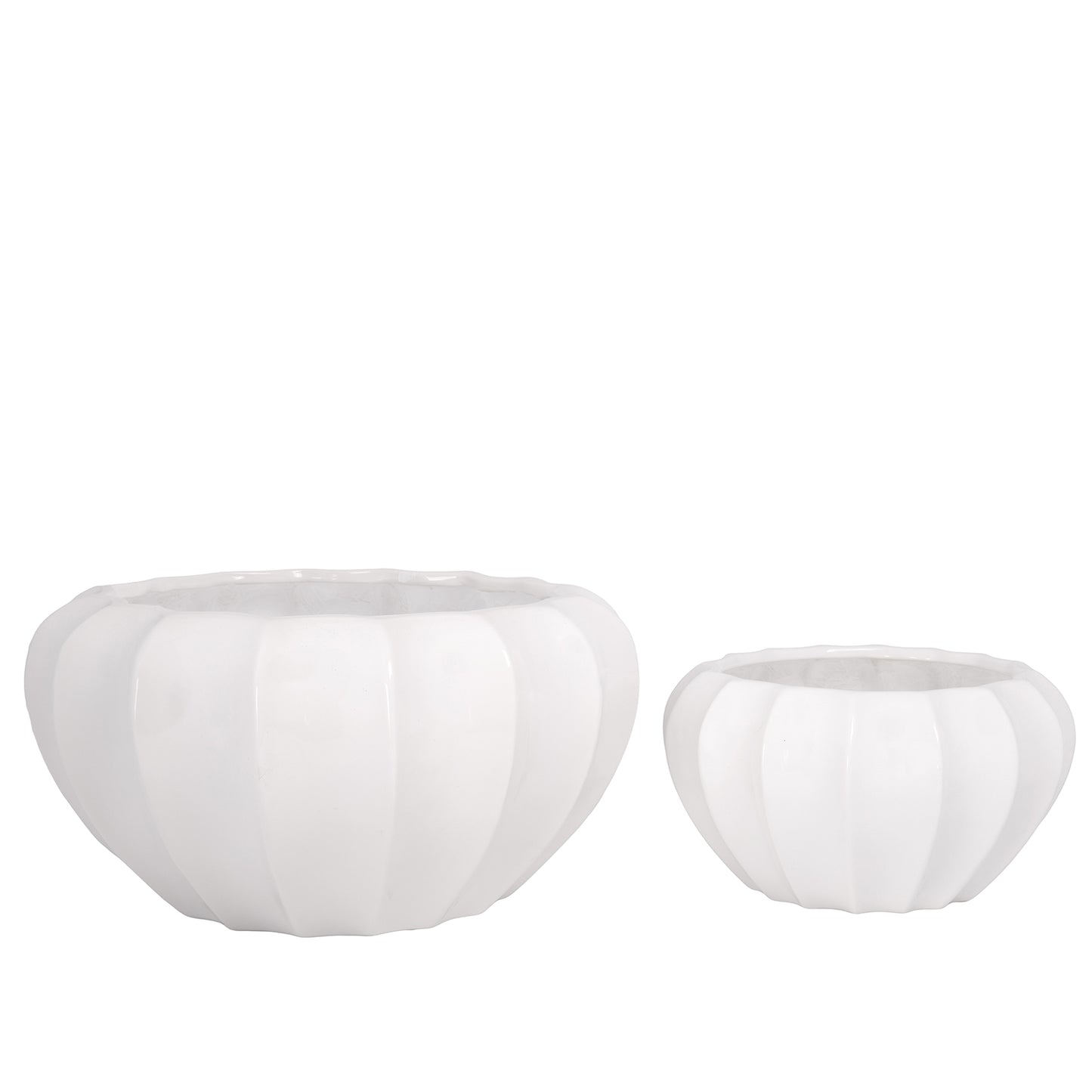 Brixton White Stoneware Planter Set (Set of 2)