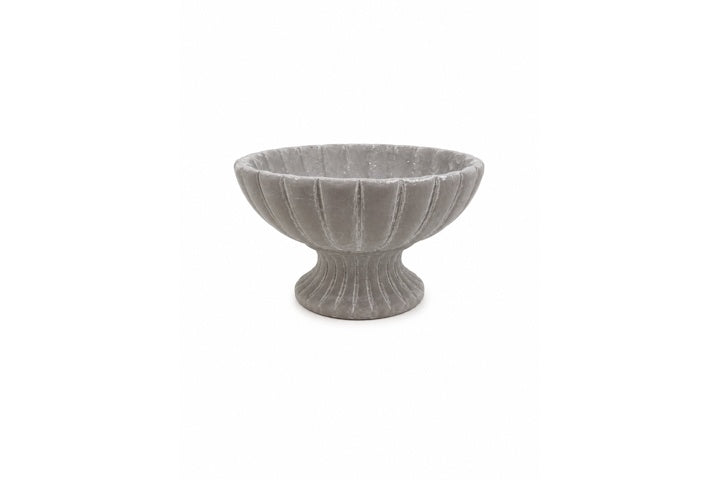 Cement Compote Bowl On Stand Concrete Finish Gray 4.00"H