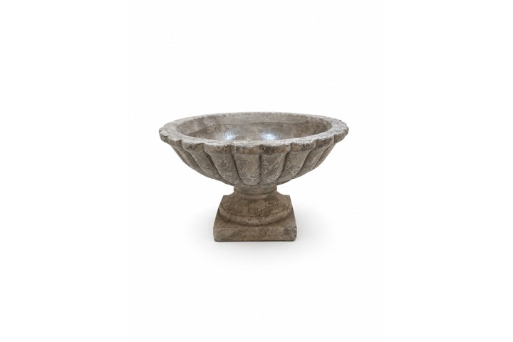 Cement Compote Bowl On Stand Concrete Finish Gray