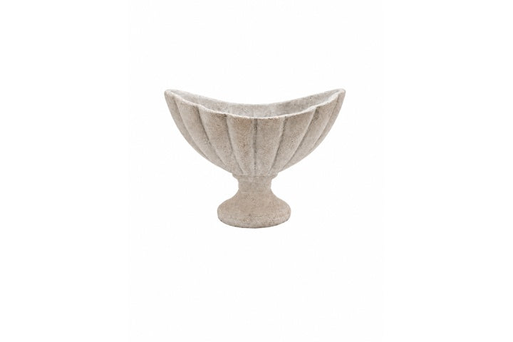 Cement Compote Bowl On Stand Concrete Finish Gray