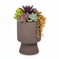 Oksana Ribbed Stoneware Vase with Tapered Pedestal Base