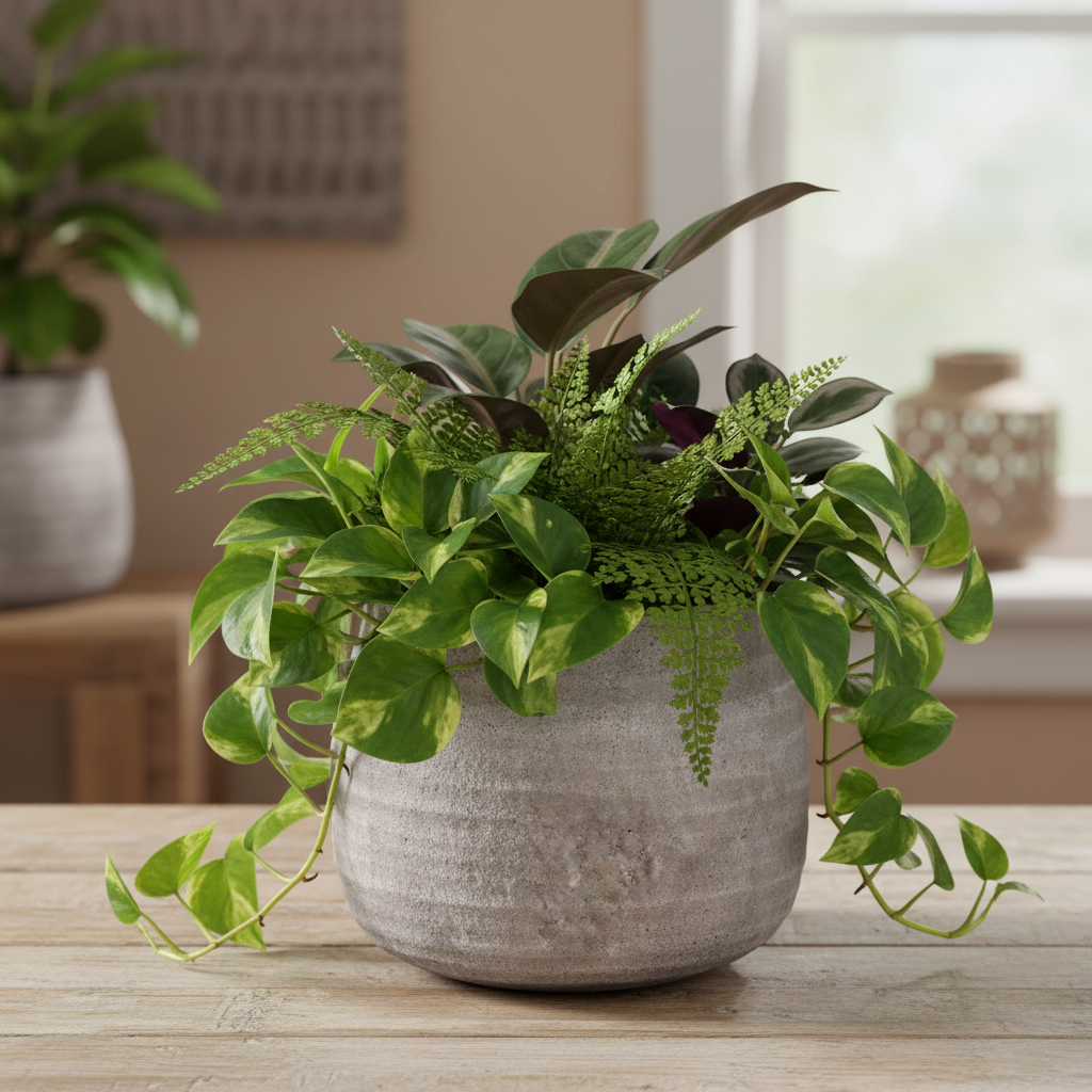 Larysa Ribbed Cement Planter