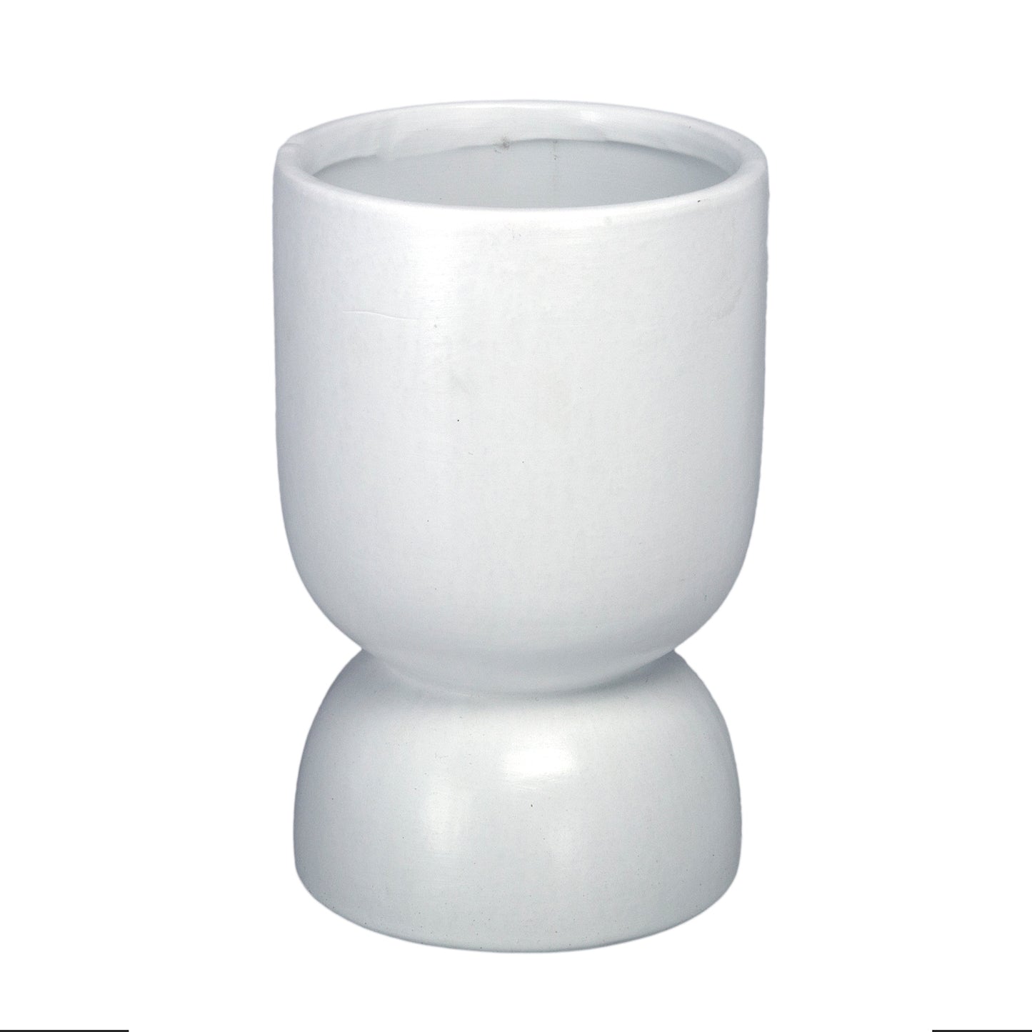Feya Sculpted Stoneware Pot with Pedestal Base
